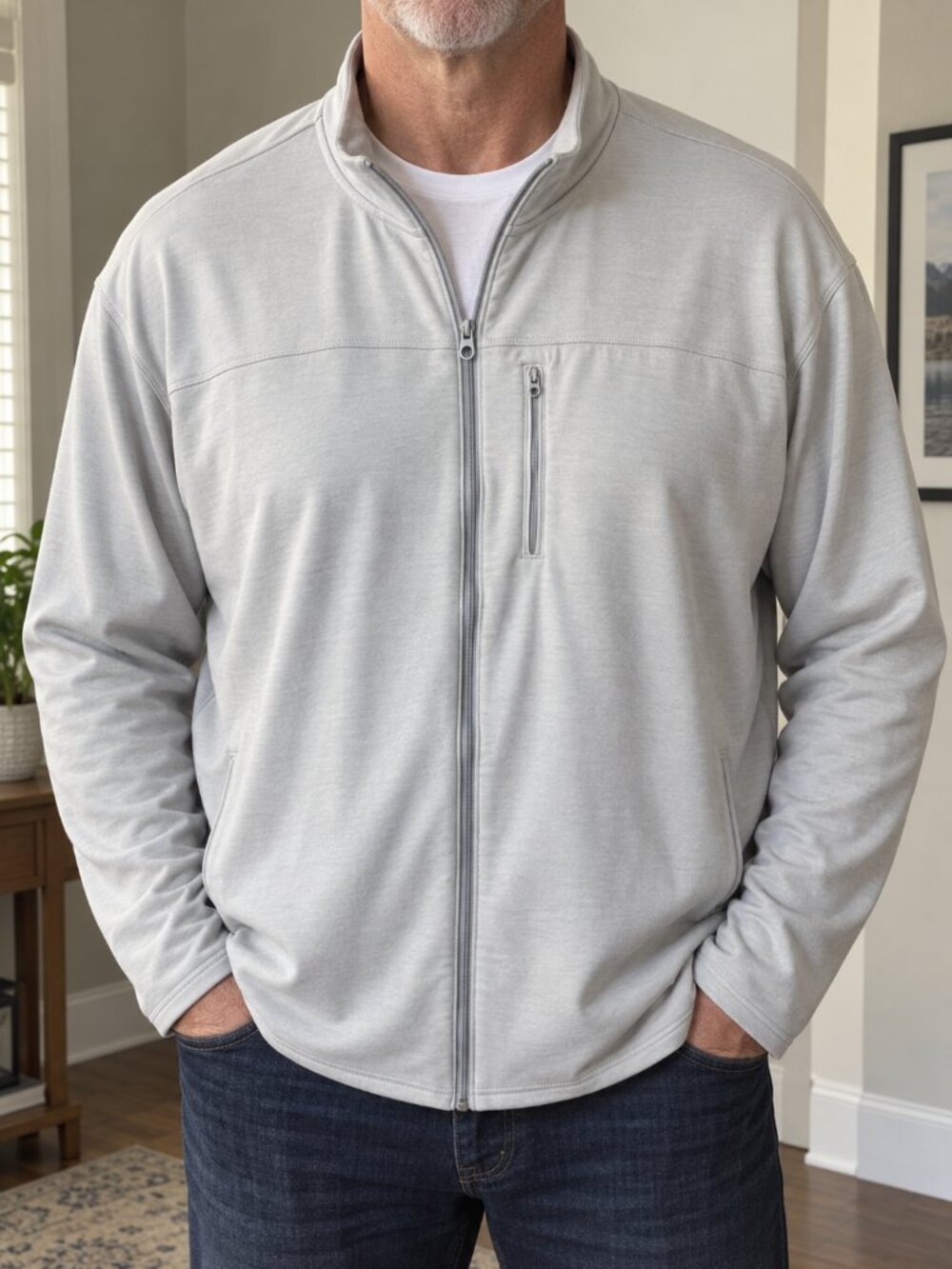 Reel Legends Men’s 2XL Light Gray Full Zip Performance Jacket